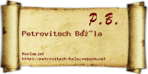 Petrovitsch Béla névjegykártya
